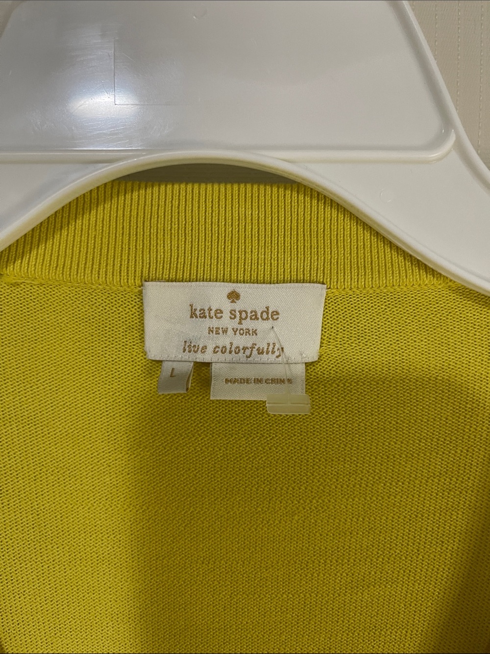 NWOT Kate Spade Beautiful Yellow Embellished V-Neck Button Cardigan SZ Large - Picture 9 of 11